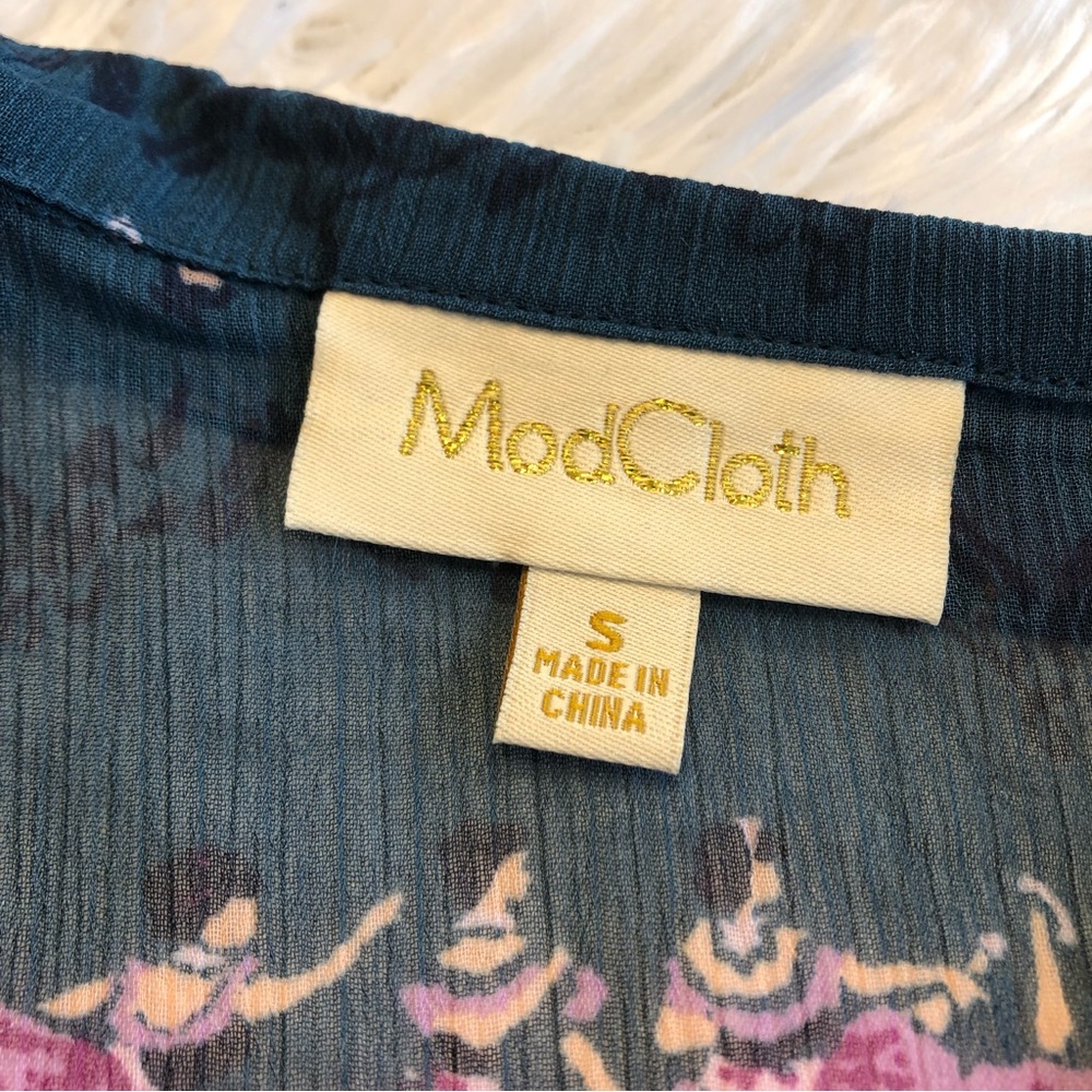 Modcloth Ballerina button down sheer Ballet / ballerina Print Blouse Top size M - Picture 13 of 16